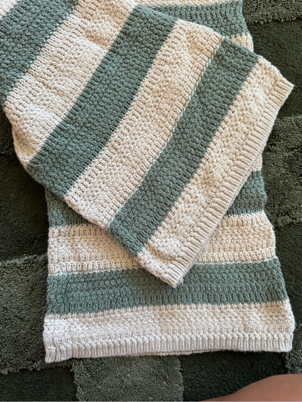 Jessica Simpson Striped Knit Pajama Set - Sage & Cream